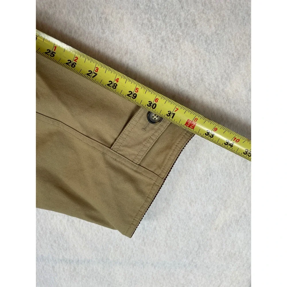 Lands End Mens Khaki Chore Barn‎ Field Jacket Corduroy Collar Plaid Lined XXL